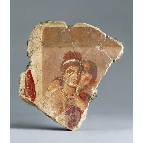 An Ancient Roman Painted Plaster Wall Fragment from Pompeii or Herculanium
